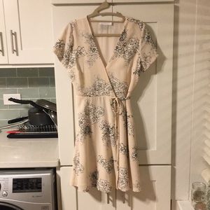 Lush blush floral wrap dress